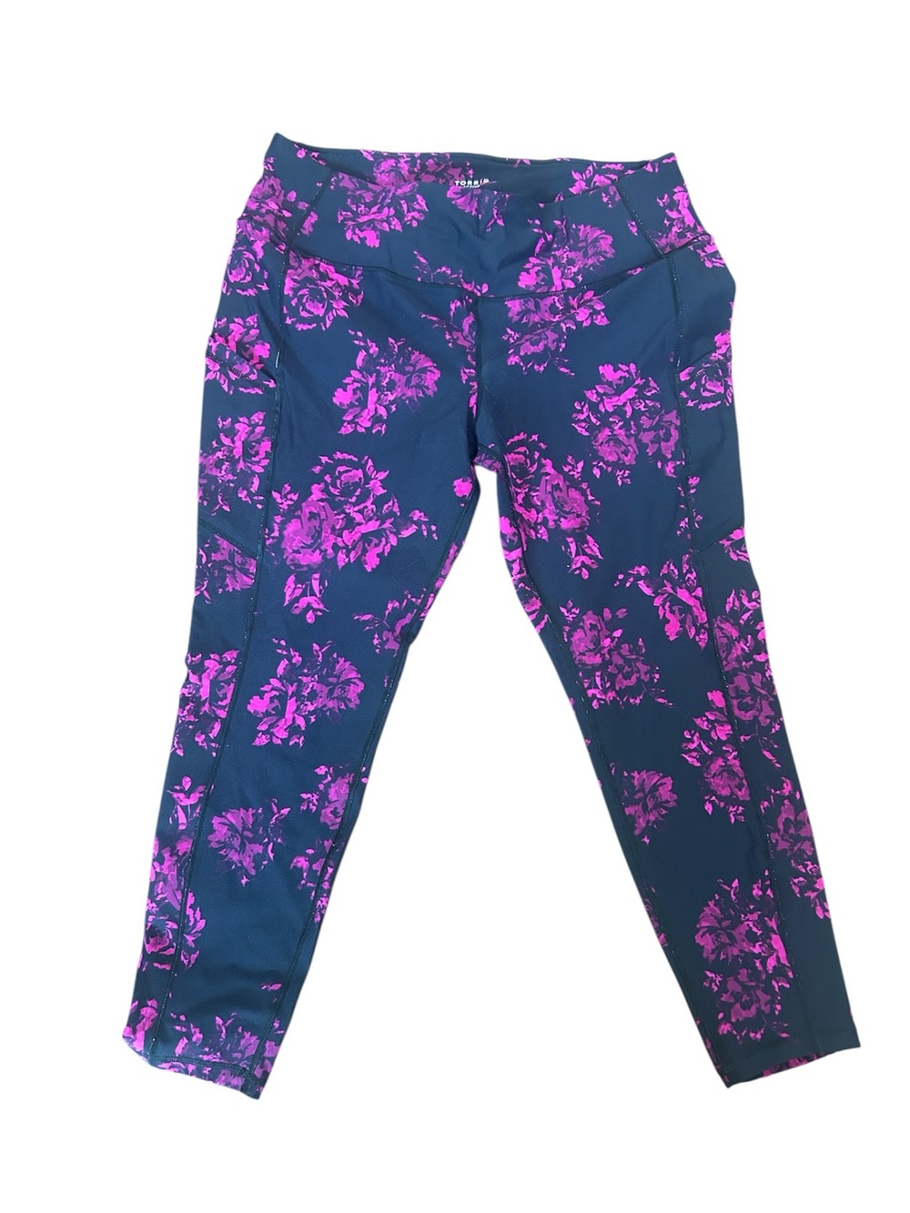 torrid black  Leggings with Vibrant Magenta Floral Print